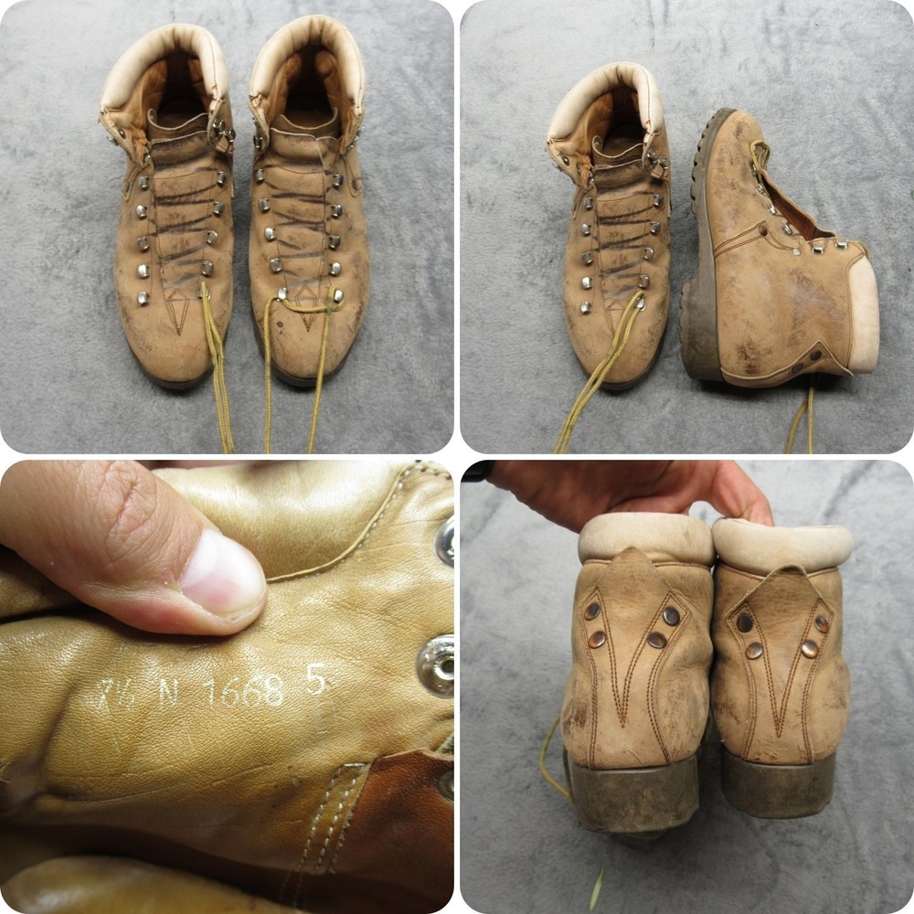 Raichle Hiking Boots Womens 7.5 N‎ Beige Leather Mountaineering Switzerland Made